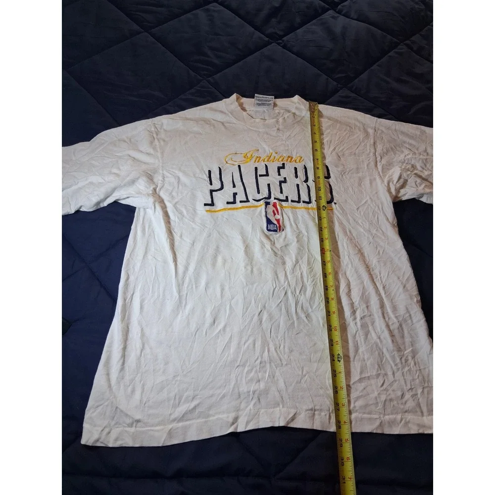 Vintage Indiana Pacers T Shirt Mens Large White Logo Athletic NBA Basketball 90s